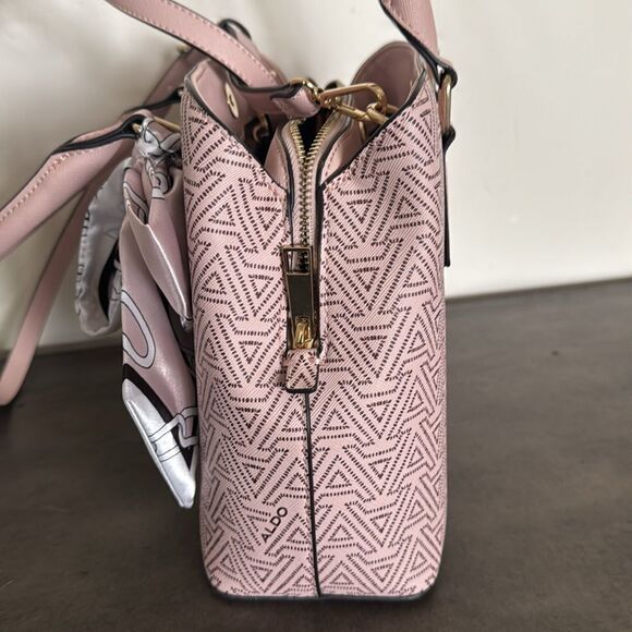Aldo Pink Vegan Leather Elegant Satchel Handbag Crossbody Purse with Scarf NWOT - Picture 13 of 16